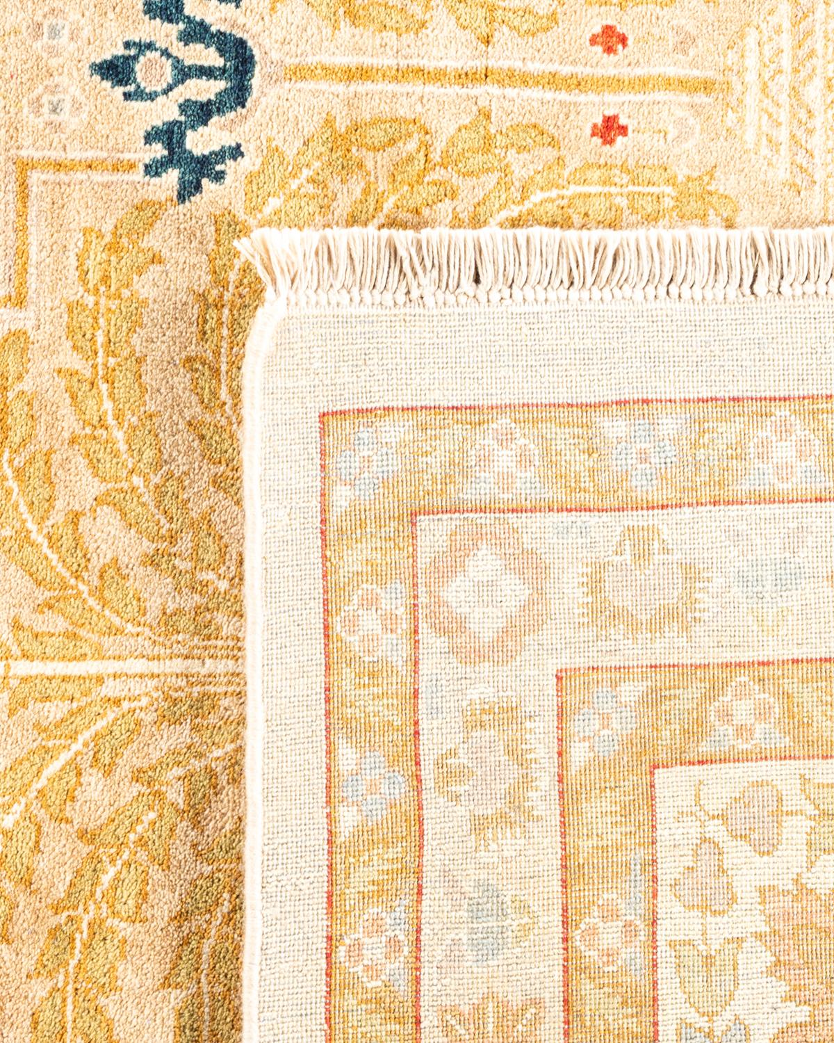 XXIe siècle et contemporain Tapis unique Oriental Mogul jaune noué à la main, unique en son genre en vente