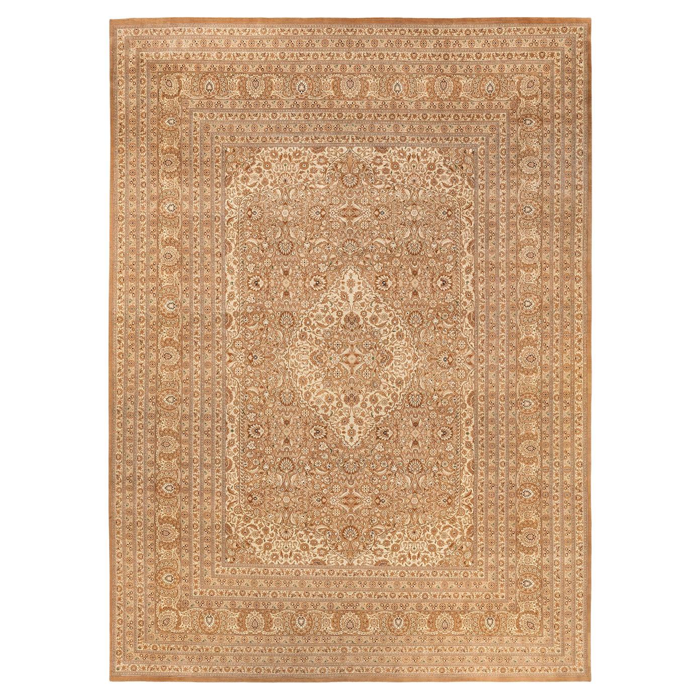 One-Of-A-Kind Hand Knotted Oriental Mogul Yellow Area Rug