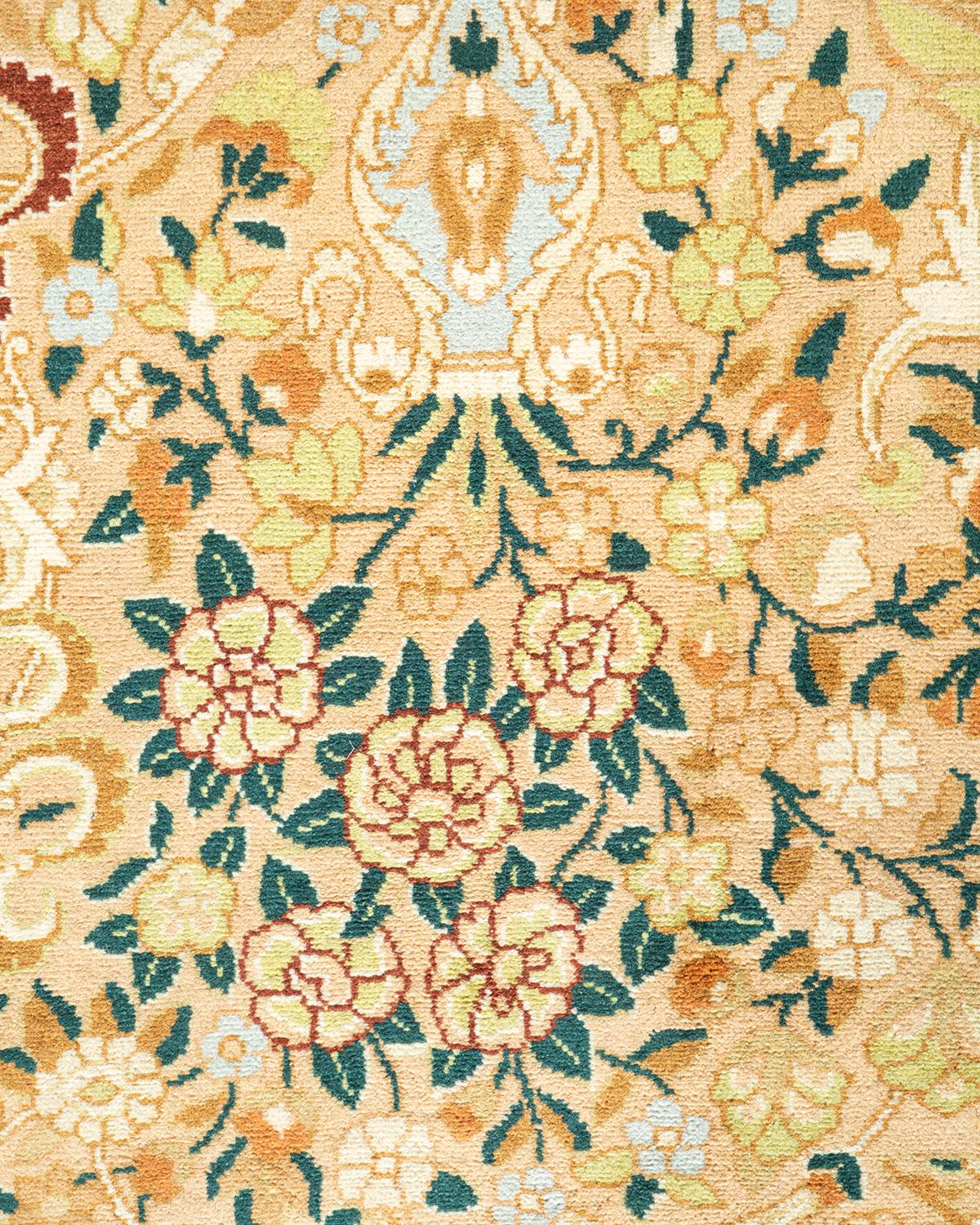 Pakistanais Tapis unique Oriental Mogul jaune noué à la main, unique en son genre en vente