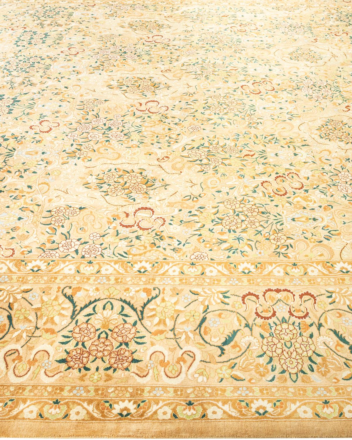 Tapis unique Oriental Mogul jaune noué à la main, unique en son genre Neuf - En vente à Norwalk, CT