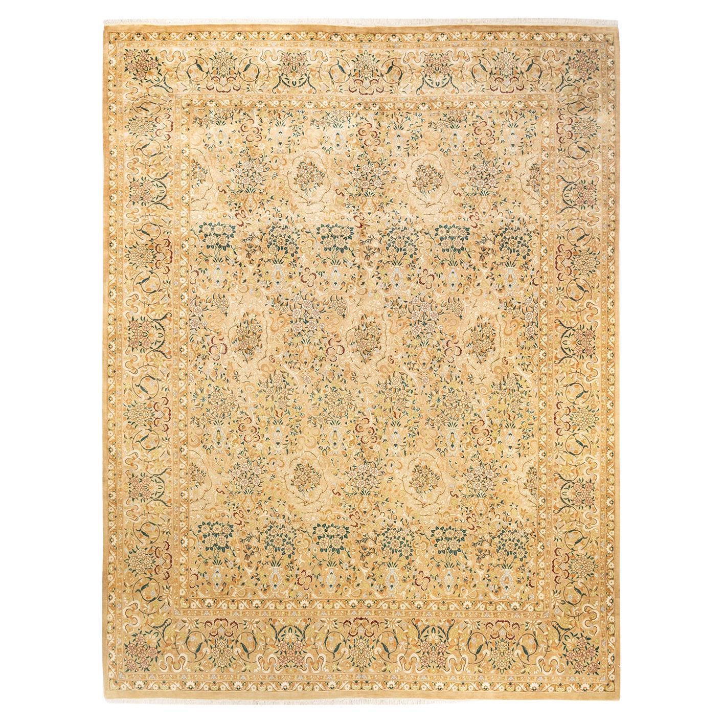One-Of-A-Kind Hand Knotted Oriental Mogul Yellow Area Rug