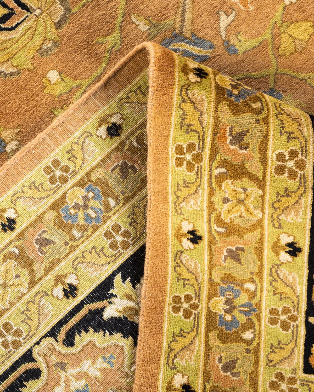 Wool One-of-a-kind Hand Knotted Oriental Mogul Yellow Area Rug For Sale