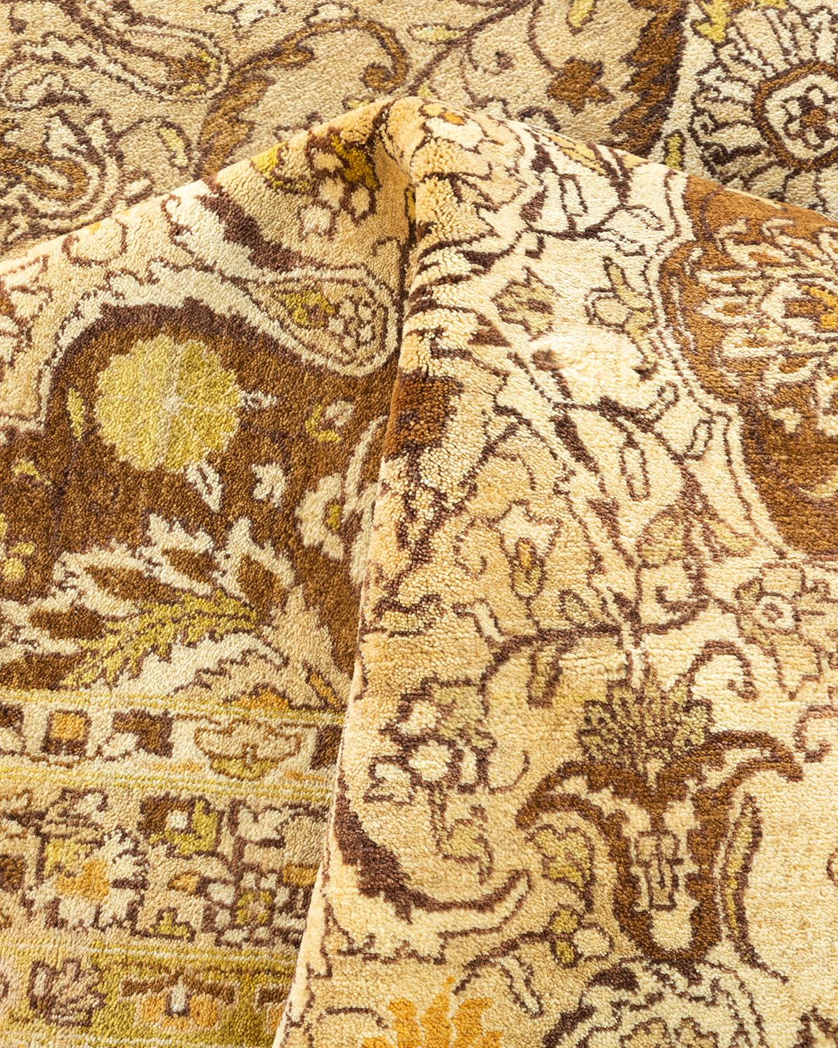 Tapis unique Oriental Mogul jaune noué à la main, unique en son genre en vente 1