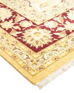 One-Of-A-Kind Hand Knotted Oriental Mogul Yellow Area Rug 9' 2" x 12' 5"