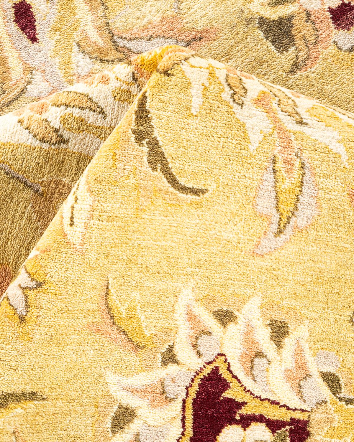 One-Of-A-Kind Hand Knotted Oriental Mogul Yellow Area Rug 9' 2