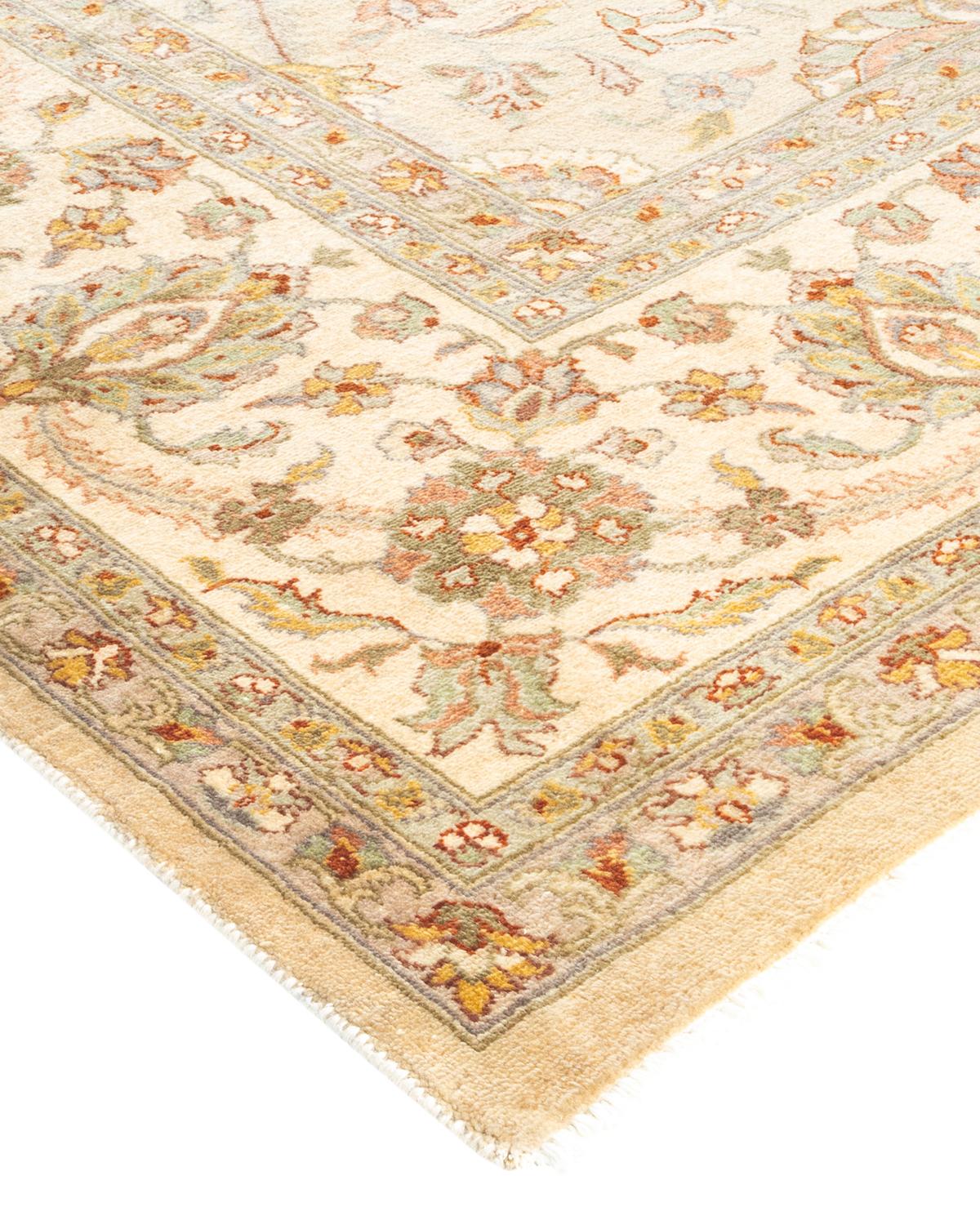 Originating centuries ago in what is now Turkey, Oushak rugs have long been sought after for their intricate patterns, lush yet subtle colors, and soft luster. These rugs continue that tradition. Hand-knotted of wool by skilled artisans, they will