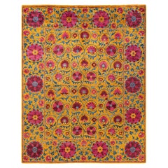 One-of-a-kind Hand Knotted  Oriental Suzani Yellow Area Rug