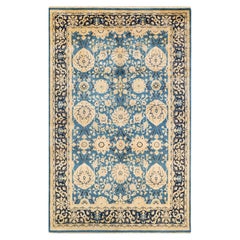 One-Of-A-Kind Hand Knotted Overdyed Eclectic Light Blue Area Rug 5' 0" x 7' 10"