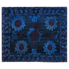 One-of-a-kind Hand Knotted Overdyed Modern Black Area Rug