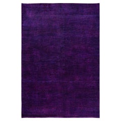 One-of-a-kind Hand Knotted Overdyed Modern Purple Area Rug
