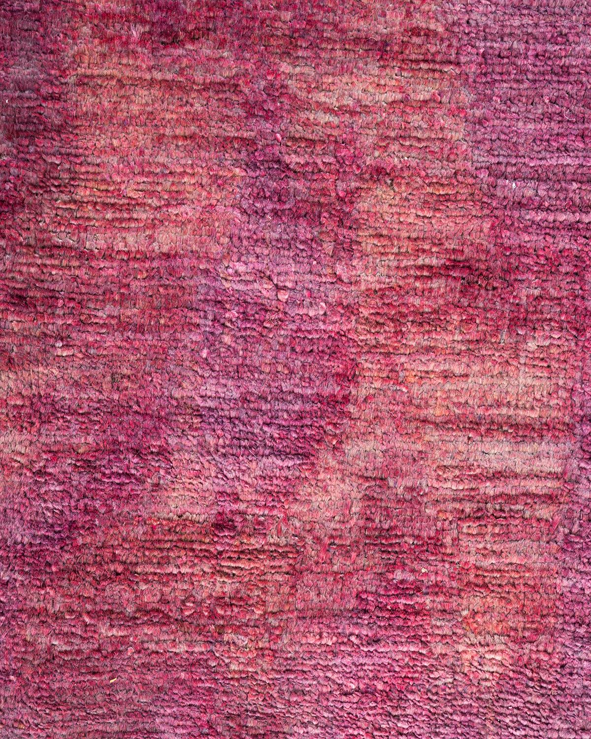 Pakistani One-of-a-kind Hand Knotted Overdyed Modern Purple Area Rug