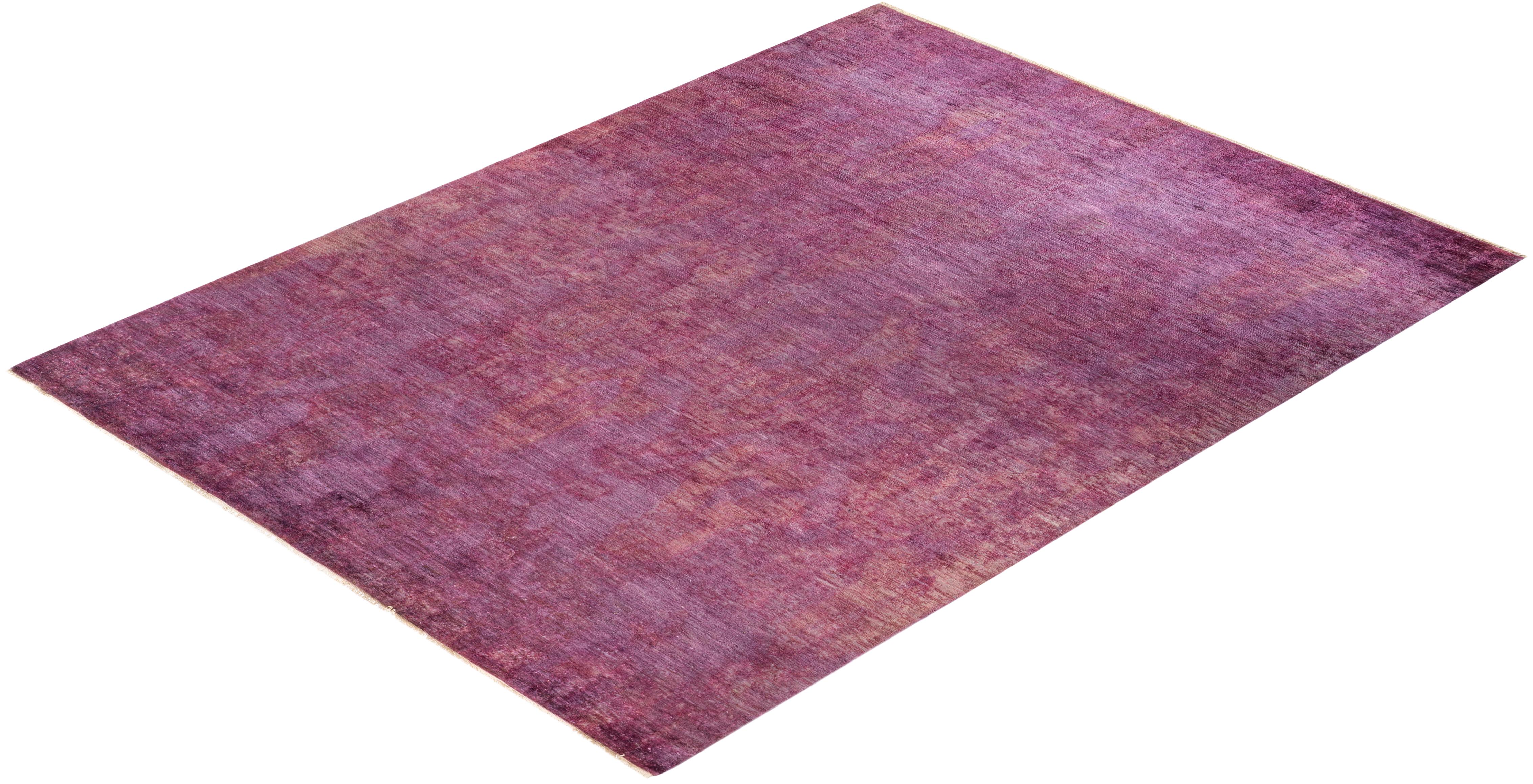 One-of-a-kind Hand Knotted Overdyed Modern Purple Area Rug 2