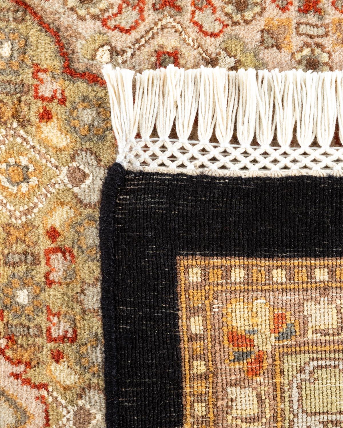 Alfombra anudada a mano overdyed Mogul negra única en su género Siglo XXI y contemporáneo en venta