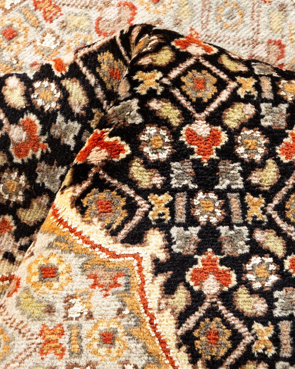 Alfombra anudada a mano overdyed Mogul negra única en su género en venta 1