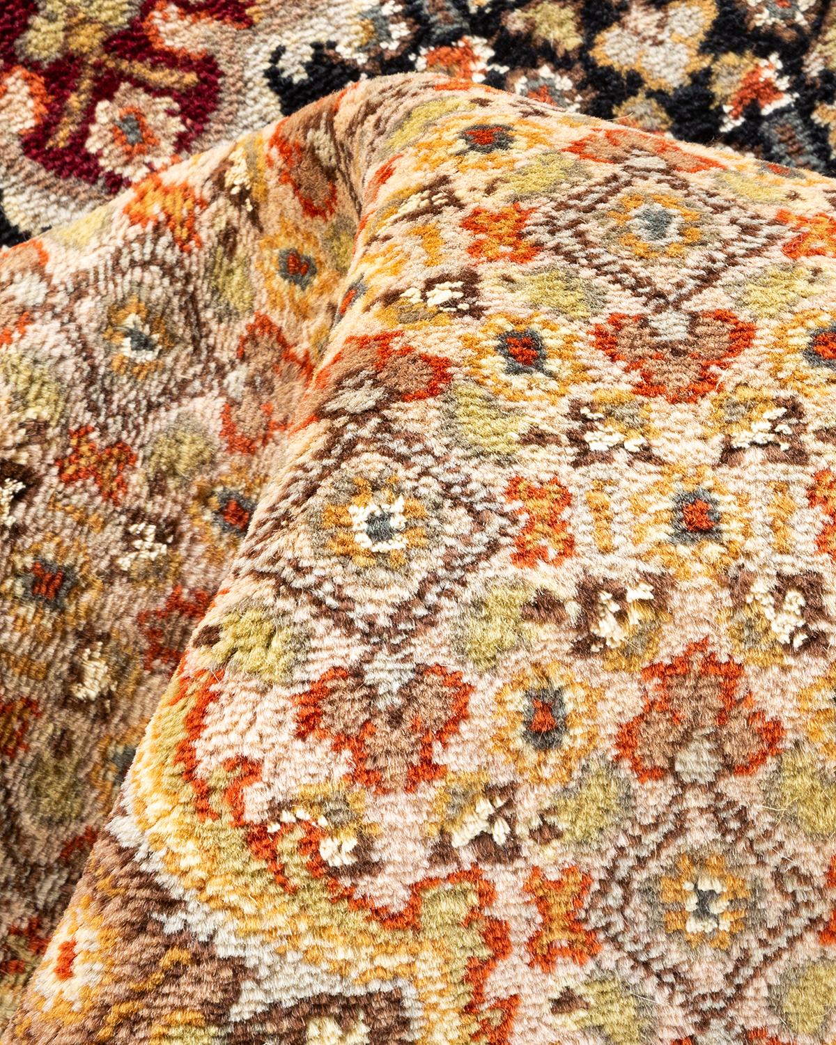 Alfombra anudada a mano overdyed Mogul negra única en su género en venta 1