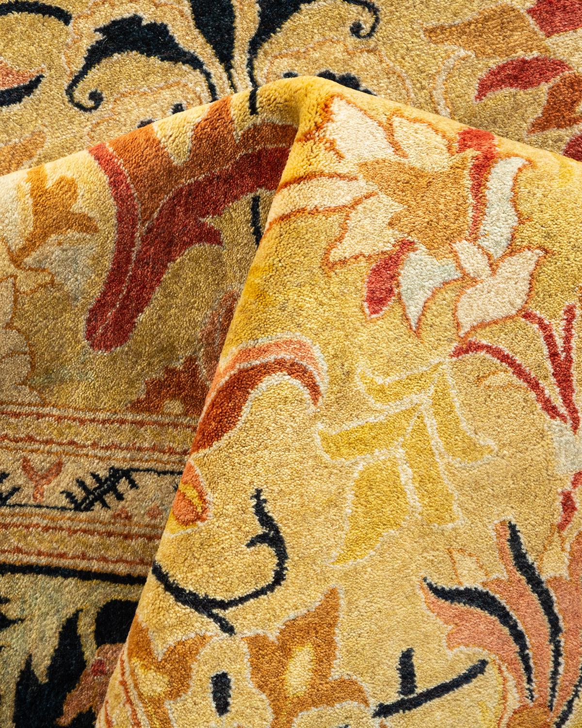 Tapis unique noué à la main et overdyed vert moghol, unique en son genre en vente 1