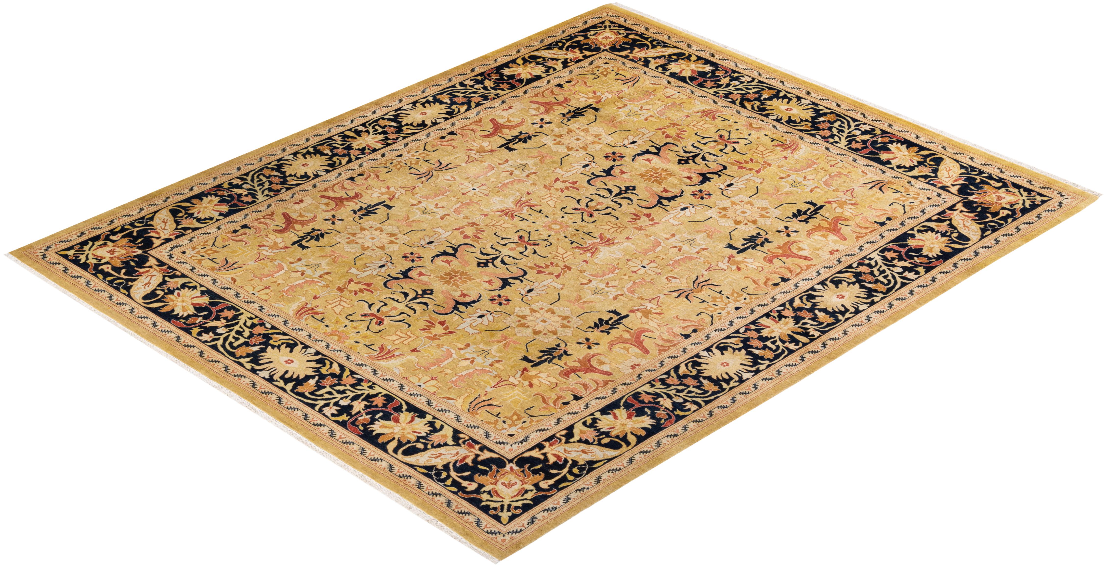 Tapis unique noué à la main et overdyed vert moghol, unique en son genre en vente 2