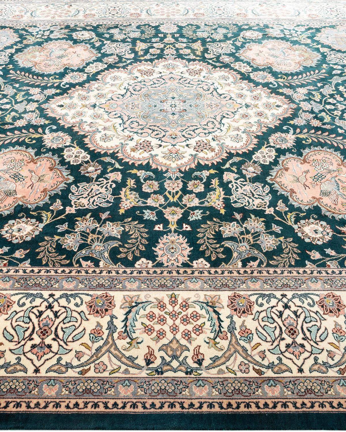 Tapis unique noué à la main et overdyed vert moghol, unique en son genre Neuf - En vente à Norwalk, CT