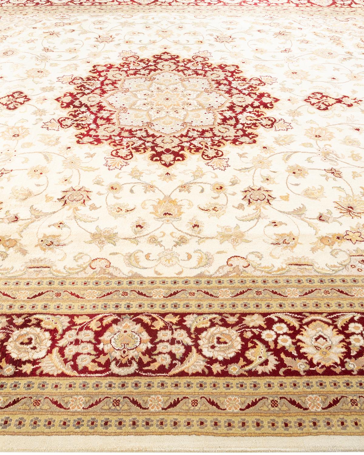 One-of-a-kind Hand Knotted Overdyed Mogul Ivory Area Rug In New Condition For Sale In Norwalk, CT