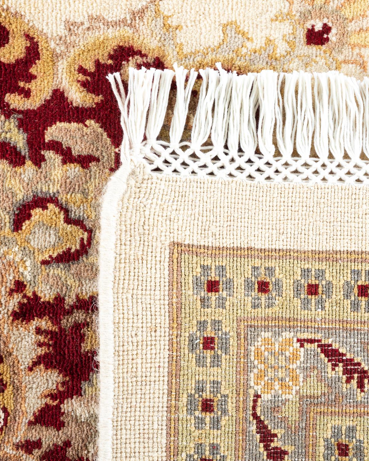 Contemporary One-of-a-kind Hand Knotted Overdyed Mogul Ivory Area Rug For Sale