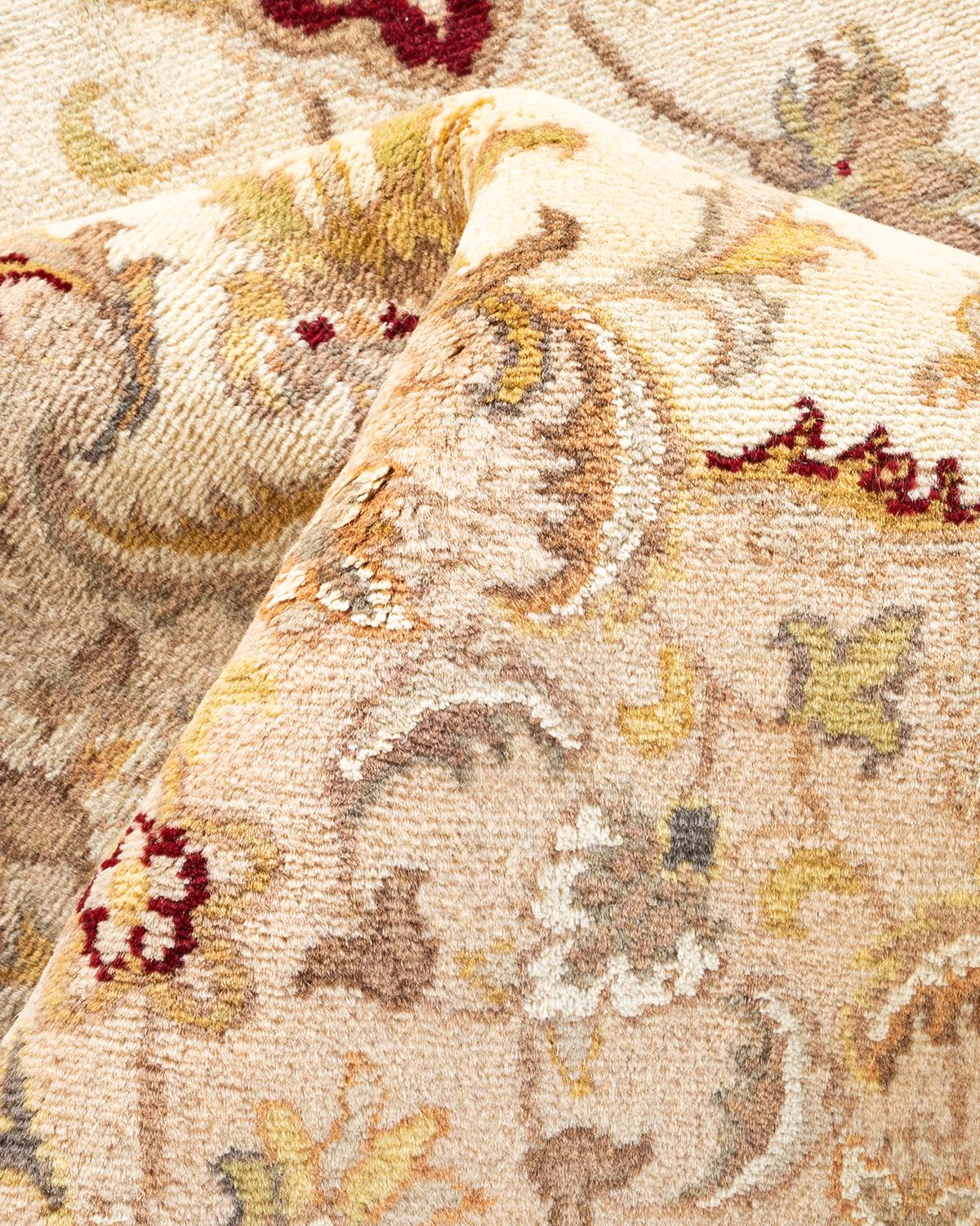 One-of-a-kind Hand Knotted Overdyed Mogul Ivory Area Rug For Sale 1