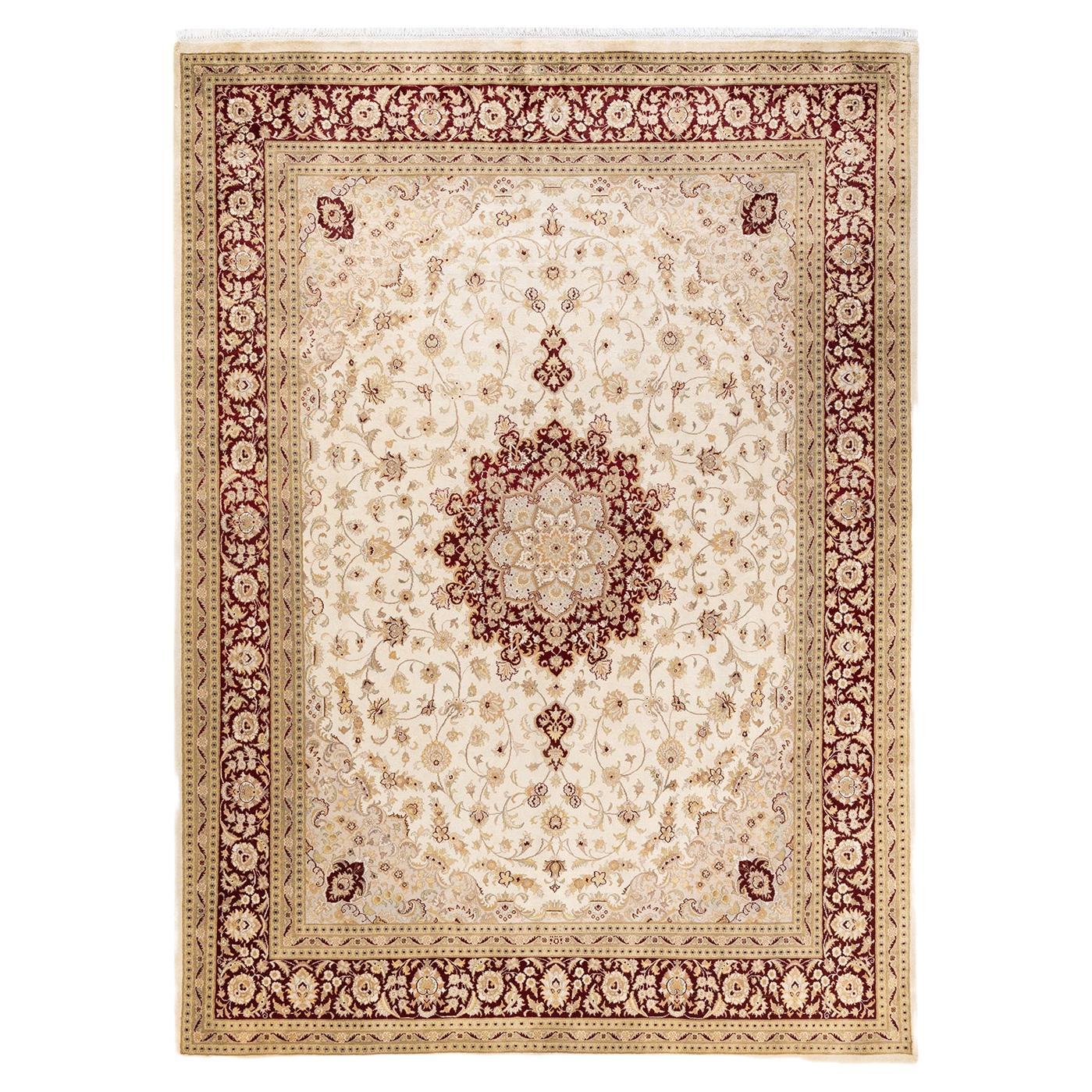 One-of-a-kind Hand Knotted Overdyed Mogul Ivory Area Rug