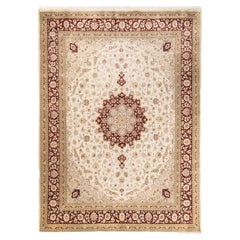 One-of-a-kind Hand Knotted Overdyed Mogul Ivory Area Rug