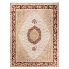 One-of-a-Kind Hand Knotted Overdyed Mogul Ivory Area Rug