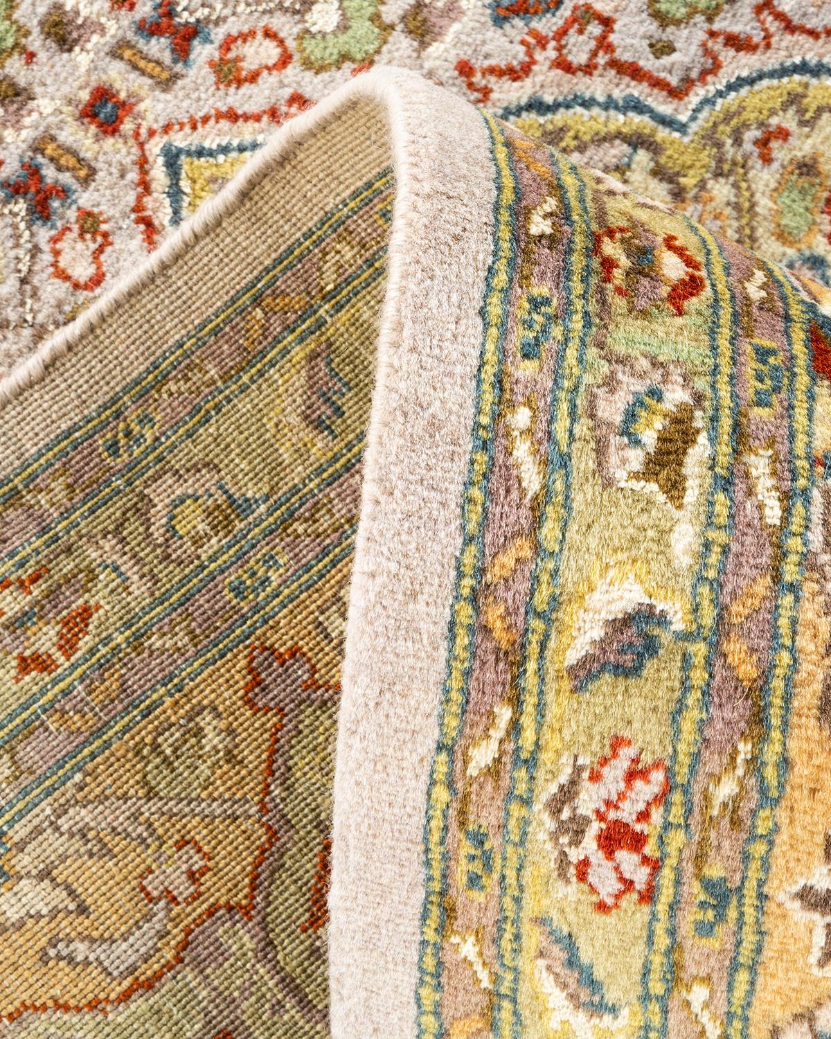 Laine Tapis Mogul ivoire overdyed noué à la main, unique en son genre en vente
