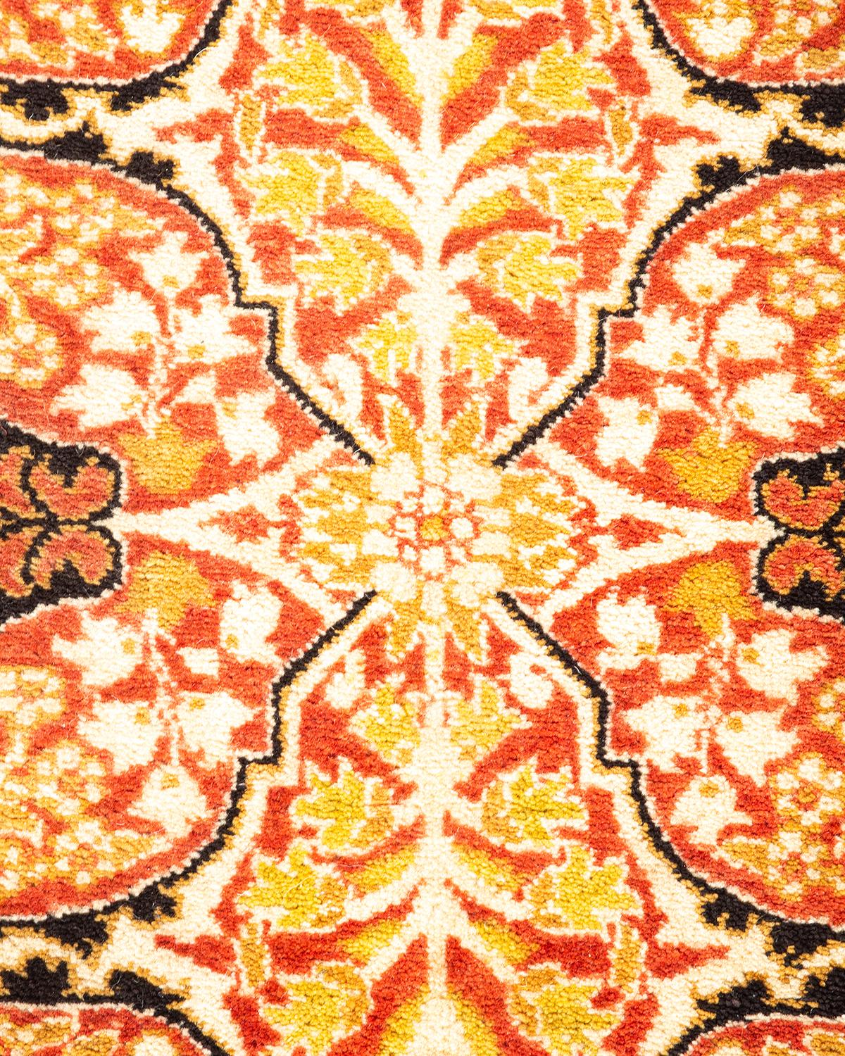 Handgeknüpfter Overdyed Mogul Orange Teppich, Unikat (Pakistanisch) im Angebot
