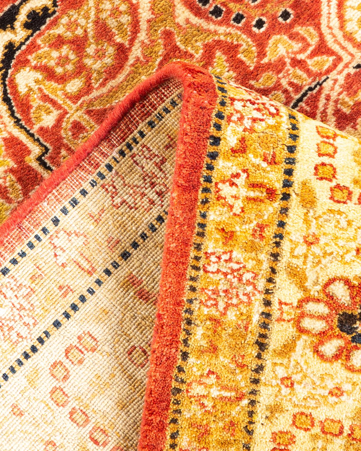 Handgeknüpfter Overdyed Mogul Orange Teppich, Unikat (Wolle) im Angebot