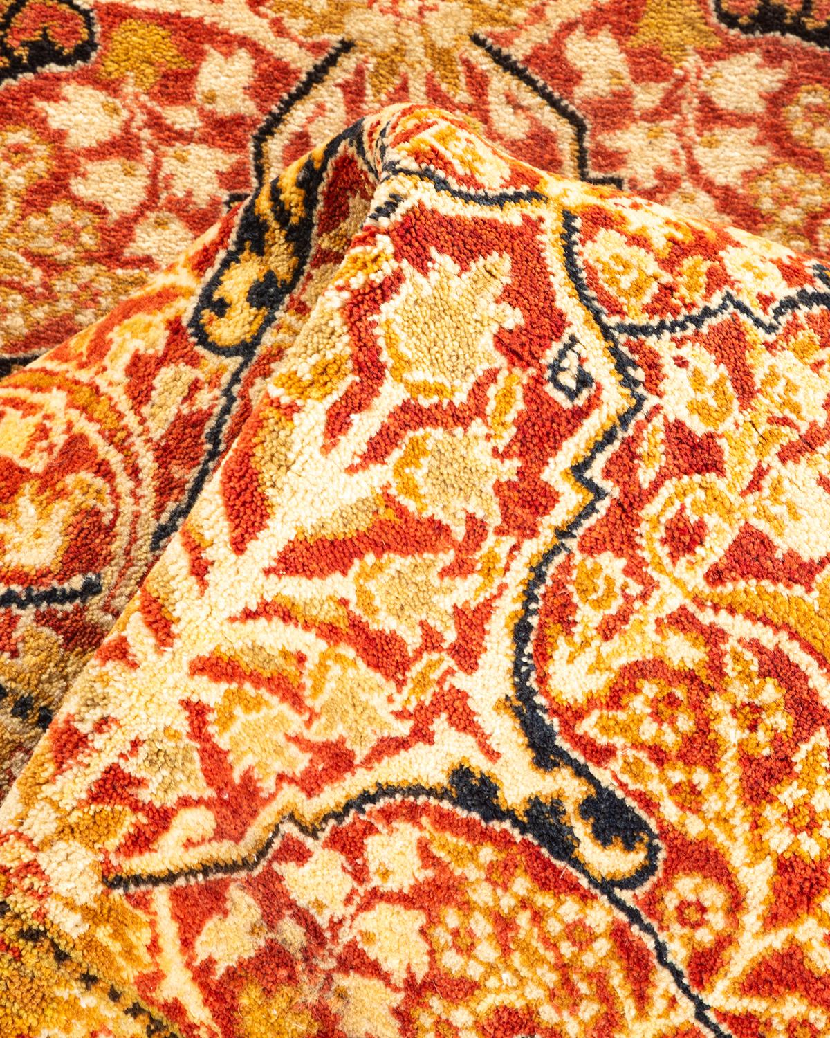 Handgeknüpfter Overdyed Mogul Orange Teppich, Unikat im Angebot 1