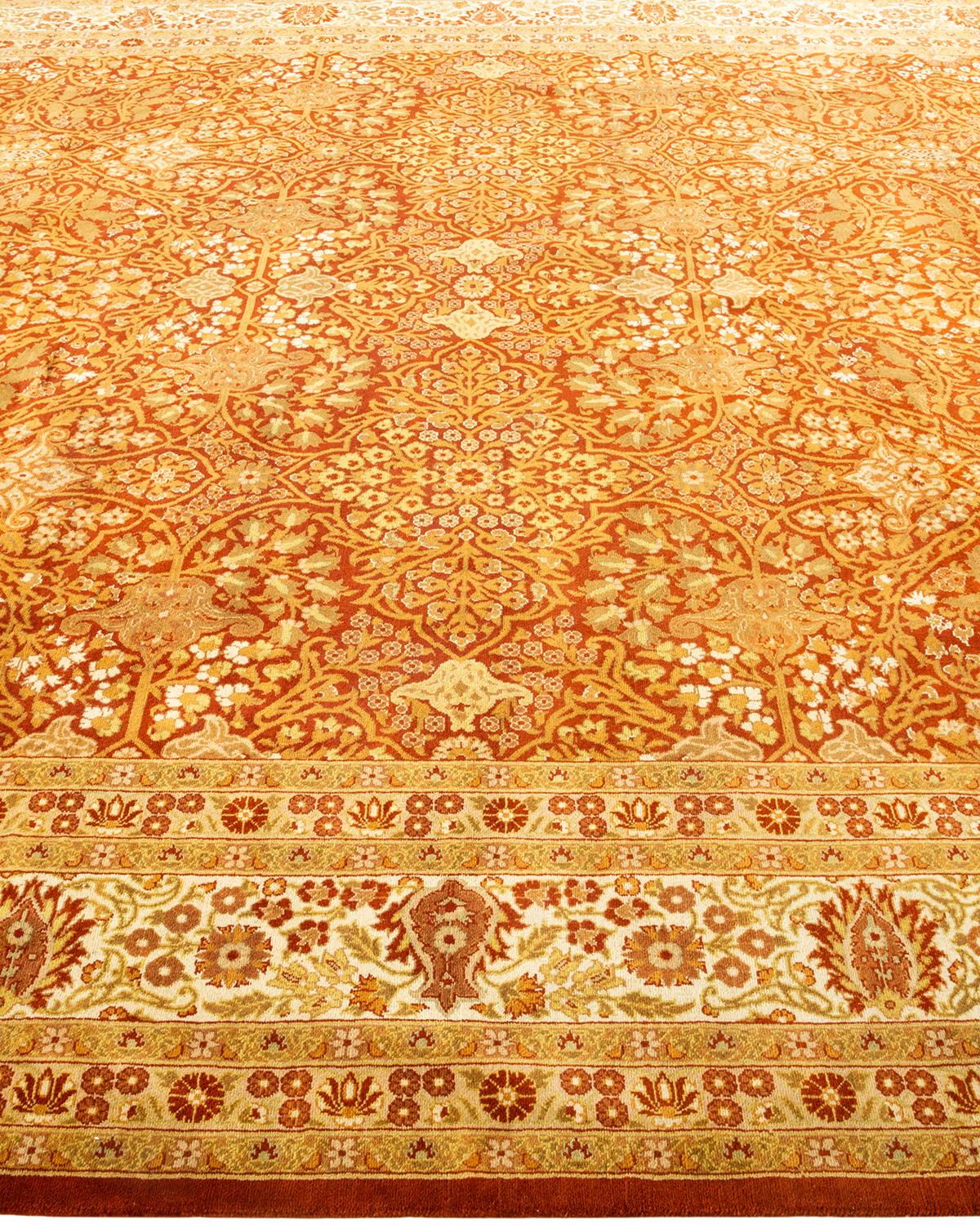 One-of-a-Kind Hand Knotted Overdyed Mogul Orange Area Rug In New Condition For Sale In Norwalk, CT