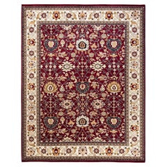 One-of-a-Kind Hand Knotted Overdyed Mogul Red Area Rug