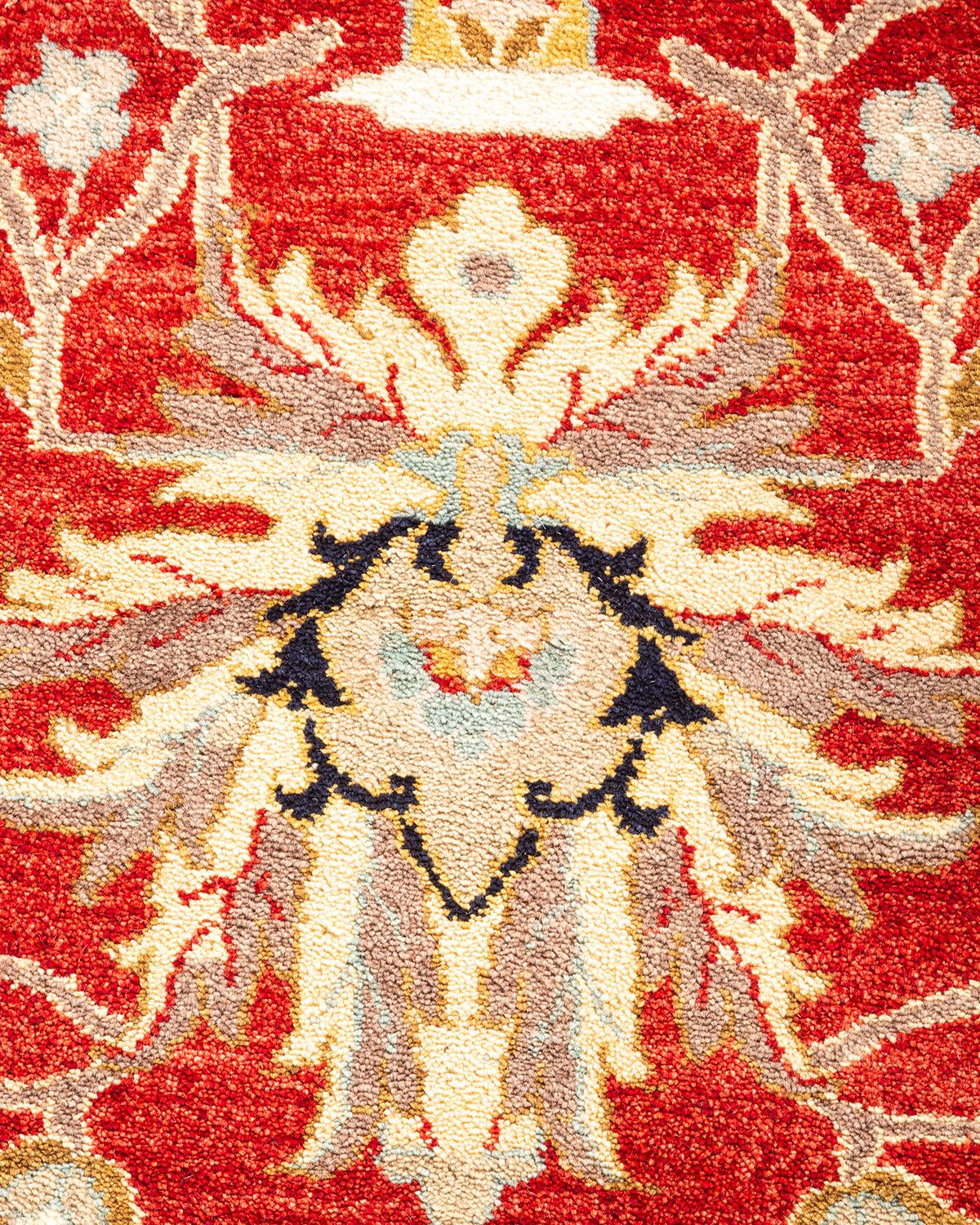 Handgeknüpfter Overdyed Mogul-Roter Teppich, Unikat, Unikat (Pakistanisch) im Angebot