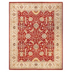 One-Of-A-Kind Hand Knotted Overdyed Mogul Red Area Rug