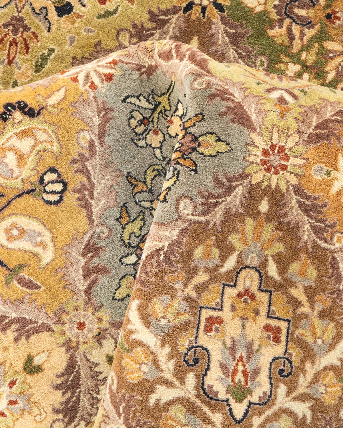 Tapis Mogul jaune overdyed noué à la main unique en son genre, unique en son genre en vente 1