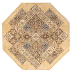 One-of-a-Kind Hand Knotted Overdyed Mogul Yellow Area Rug
