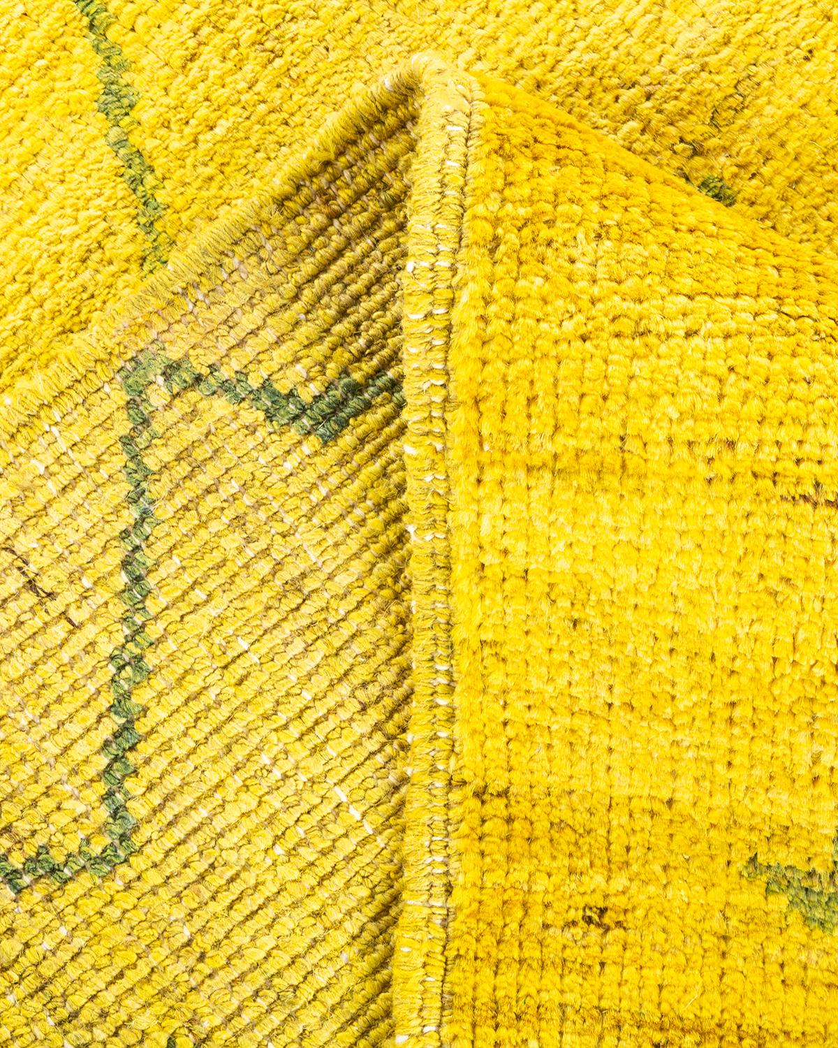 Wool One-of-a-kind Hand Knotted Overdyed Moroccan Yellow Area Rug