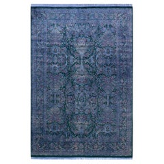 One-of-a-kind Hand Knotted Overdyed Transitional Green Area Rug