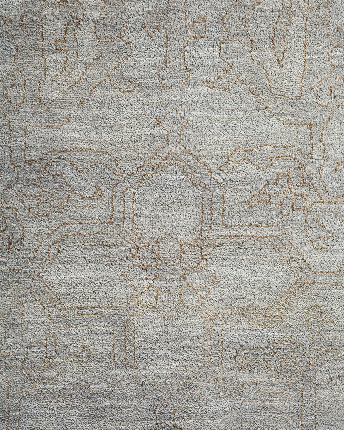 Pakistani One-of-a-Kind Hand Knotted Overdyed Vibrance Grey Area Rug