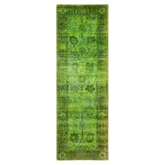 One-Of-A-Kind Hand Knotted Overdyed Vibrance Green Area Rug 3' 2" x 9' 6"