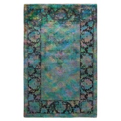 One-of-a-kind Hand Knotted Overdyed Vibrance Green Area Rug
