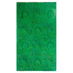 One-of-a-kind Hand Knotted Overdyed Vibrance Green Area Rug