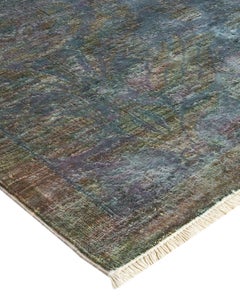Handgeknüpfter Overdyed Vibrance Green Area Teppich, 1,25 m x 2,25 m, Unikat