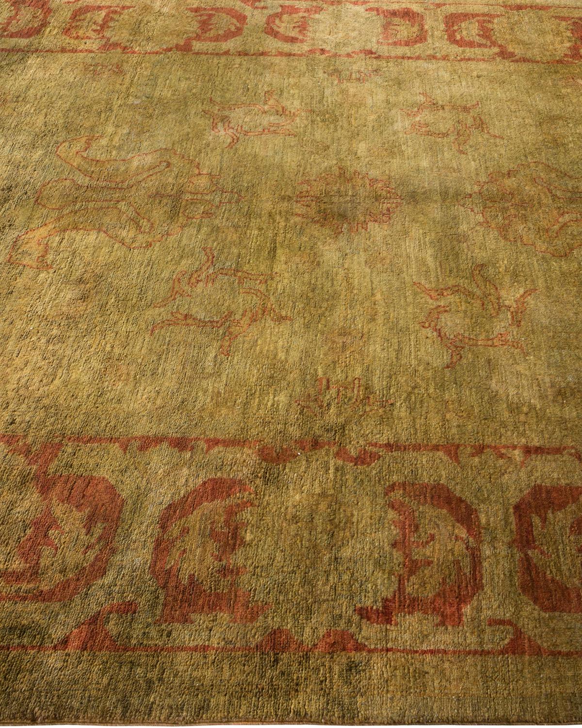 One-of-a-Kind Hand Knotted Overdyed Vibrance Green Area Rug In New Condition For Sale In Norwalk, CT