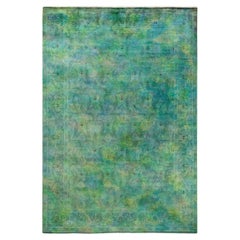One-of-a-Kind Hand Knotted Overdyed Vibrance Green Area Rug