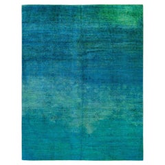 One-of-a-kind Hand Knotted Overdyed Vibrance Green Area Rug