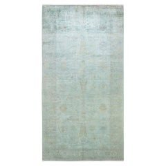 One-Of-A-Kind Hand Knotted Overdyed Vibrance Light Blue Area Rug 5' 3" x 10' 0"