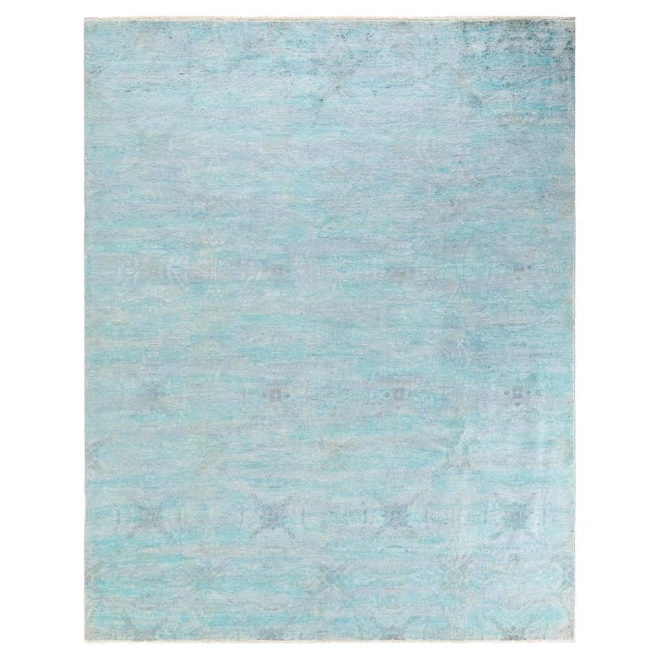 One-of-a-Kind Hand Knotted Overdyed Vibrance Light Blue Area Rug For ...